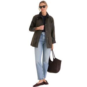 NWT Barbour Classic Beadnell Wax Jacket Olive Women’s UK 16 US 12 Coat Corduroy